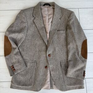 VTG Tweed Blazer Mens 40S Brown Wool Donegal Fleck Leather Elbow Sport Coat